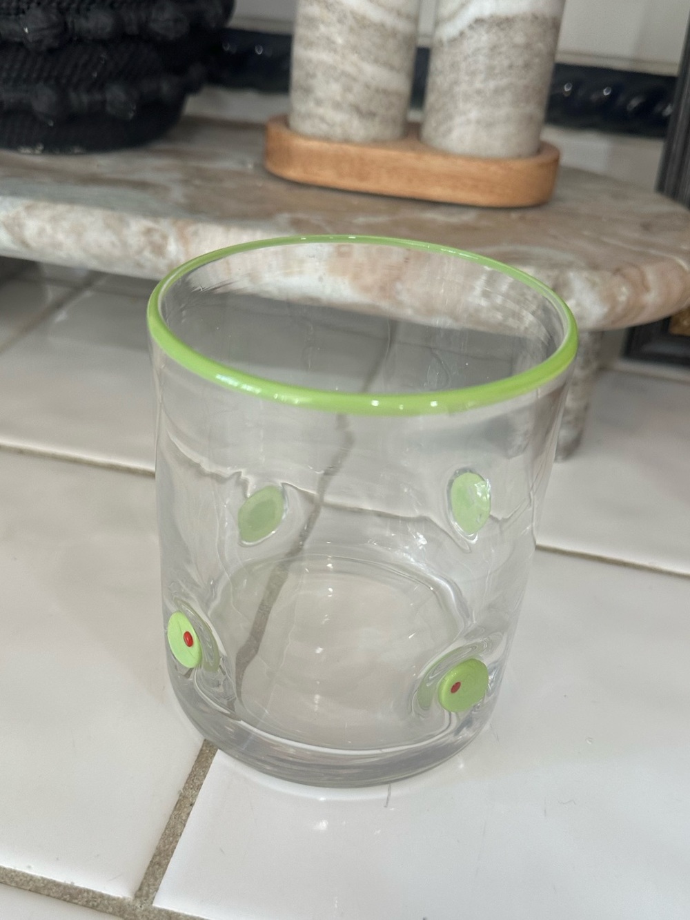 Green Olive Juice Icon Glass NWOT